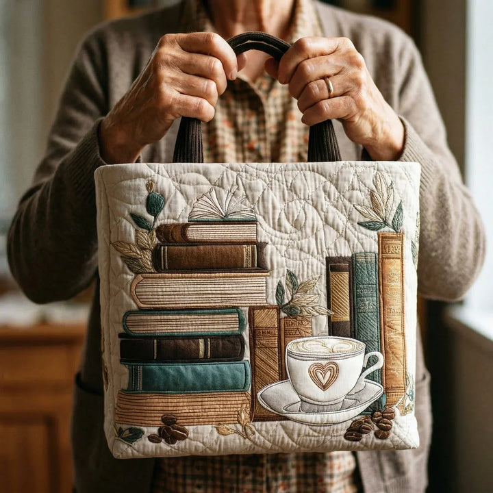 Quilted Tote Bag - Coffee Chapter