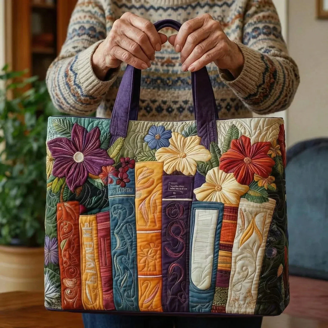 Quilted Tote Bag - Book Lover