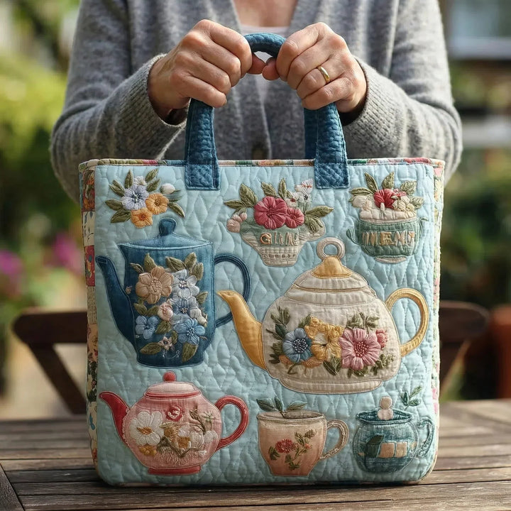 Quilted Tote Bag - Floral Pattern
