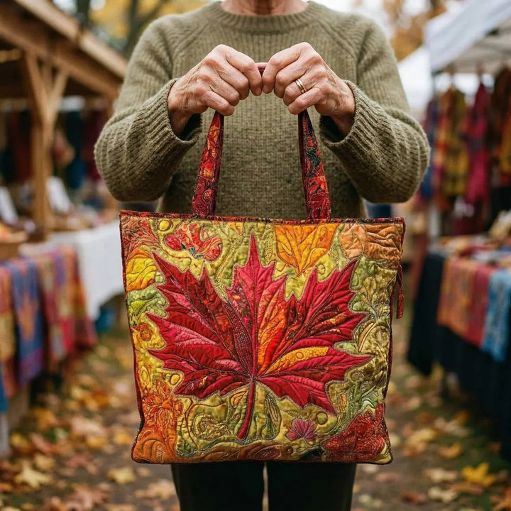 Quilted Tote Bag - Maple at Sunset