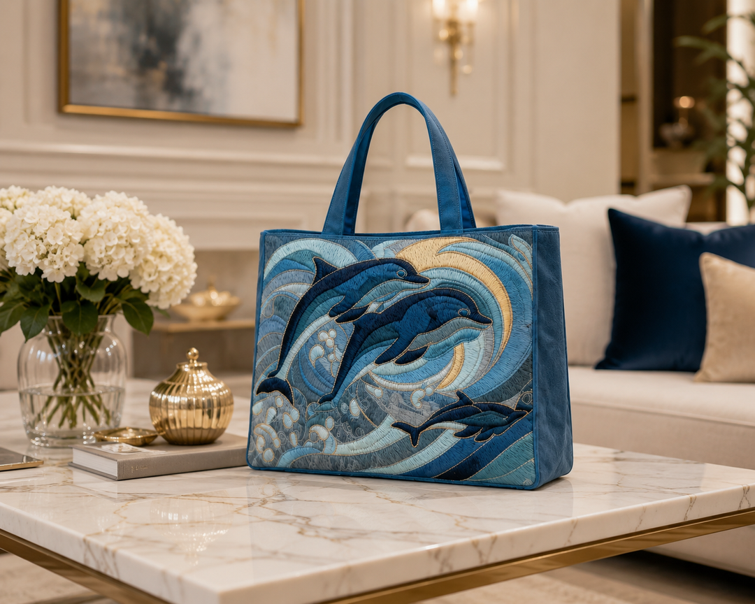 Quilted Tote Bag - Ocean Dolphin