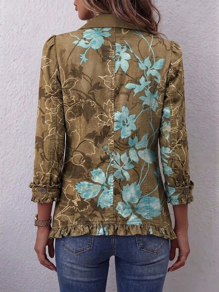 Lily | Boho Gradient Vintage Floral Jacket with Ruffles