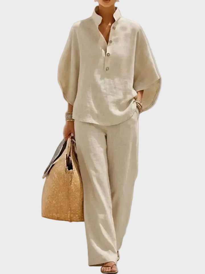 Mariel – Cotton and Linen Set with Wide Pants