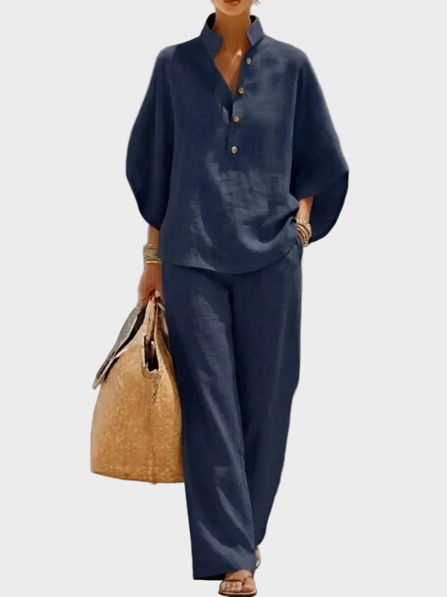 Mariel – Cotton and Linen Set with Wide Pants