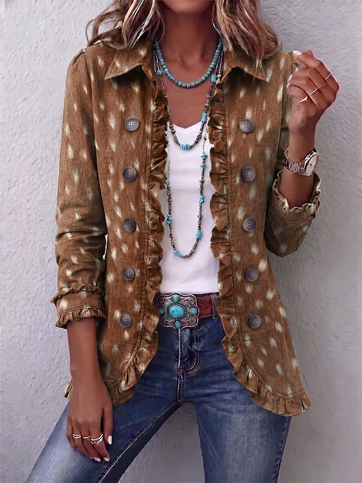 Layla | Boho Animal Pattern Jacket with Ruffles
