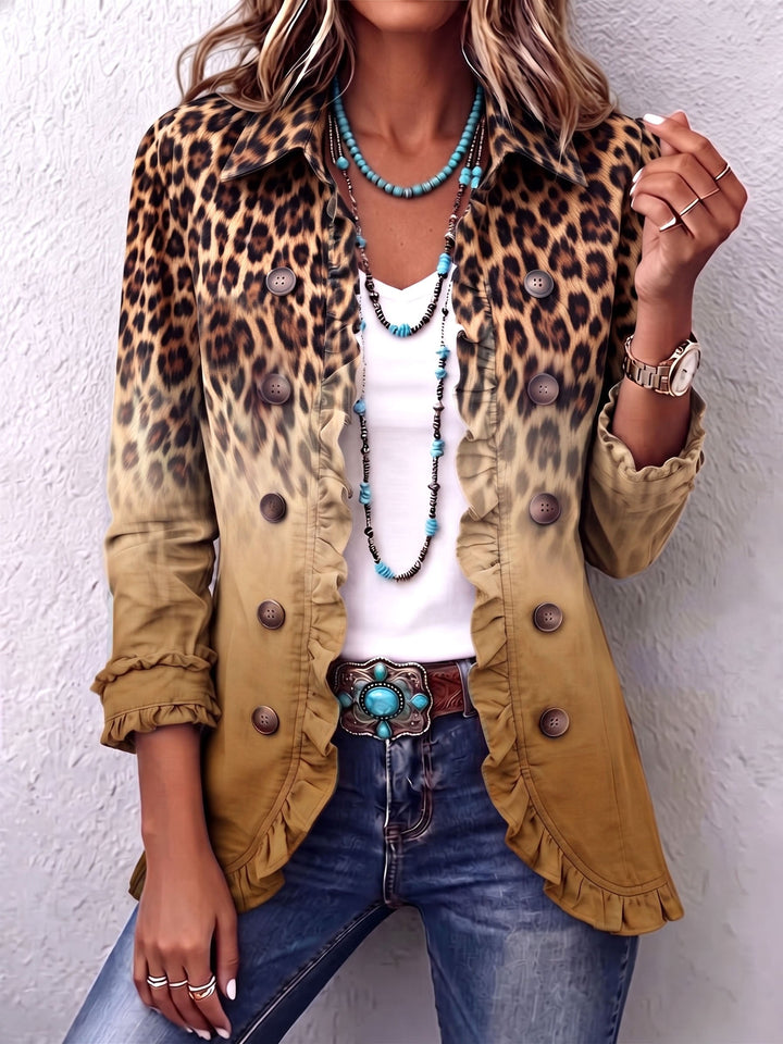 Emma | Ombre ruffled jacket with leopard print