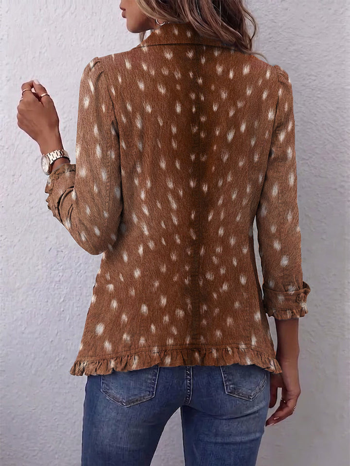 Layla | Boho Animal Pattern Jacket with Ruffles