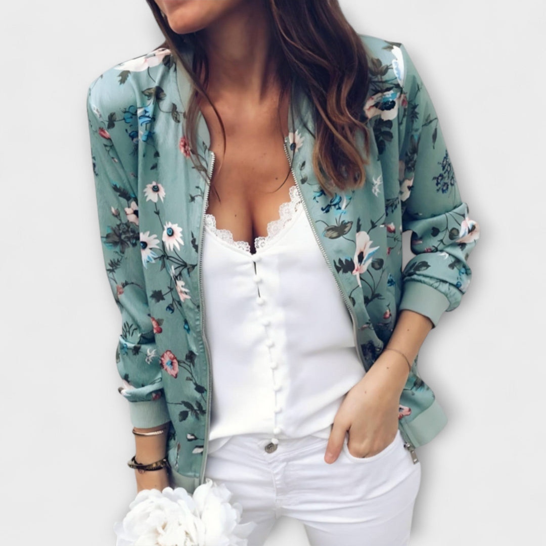 Andreia - Elegant bomber jacket with a floral pattern