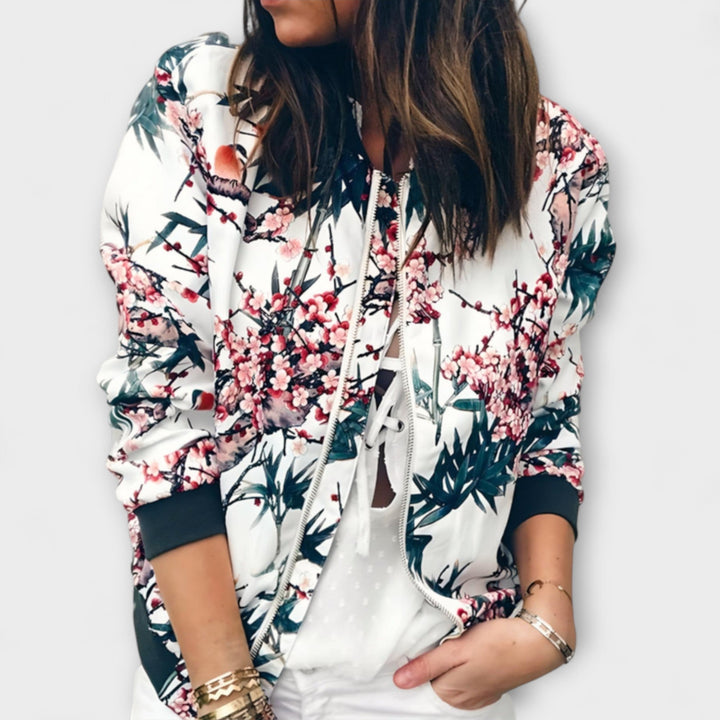 Andreia - Elegant bomber jacket with a floral pattern