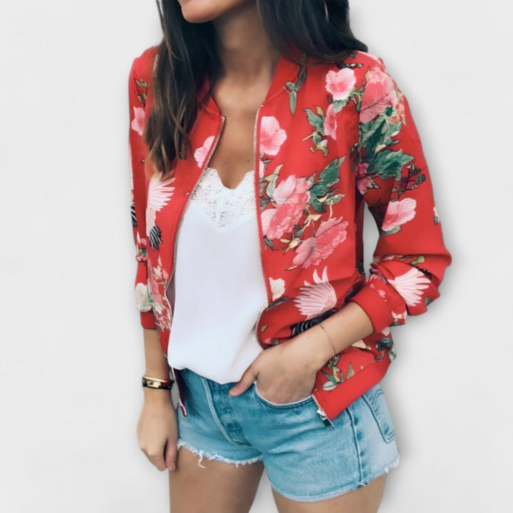 Andreia - Elegant bomber jacket with a floral pattern