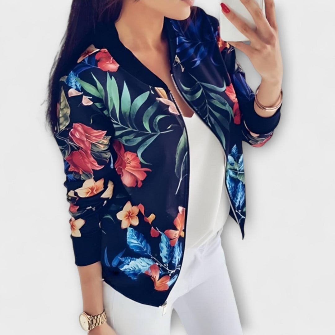 Andreia - Elegant bomber jacket with a floral pattern