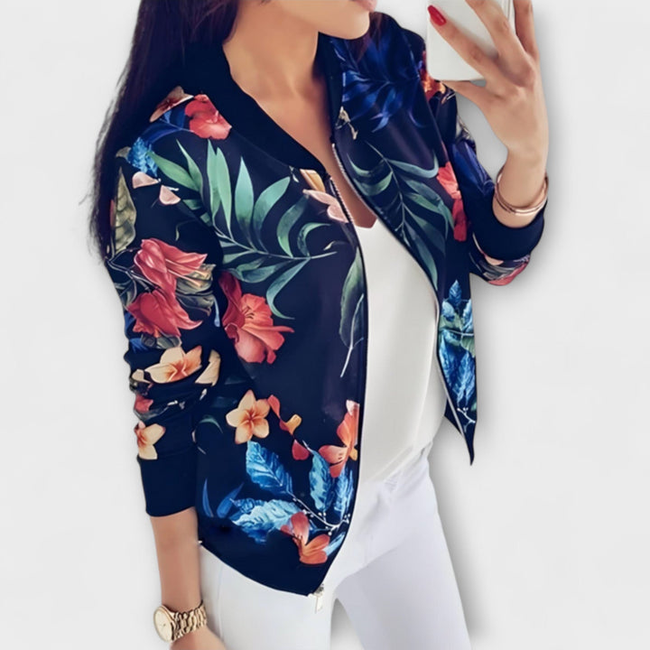 Andreia - Elegant bomber jacket with a floral pattern