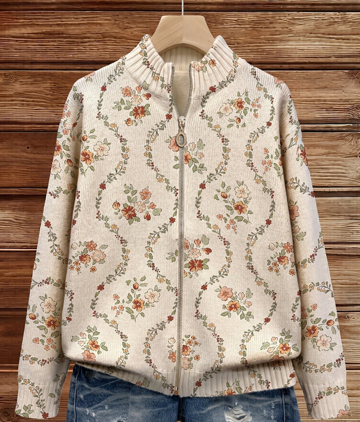 Persephone - Delicate Floral Pattern on a Cream Background