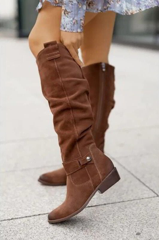Suede Look Knee Boots