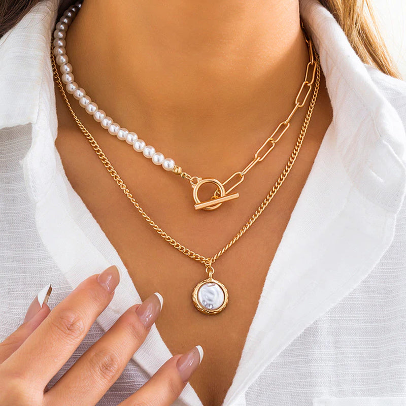 Vintage pearl necklace in a multi-layered design