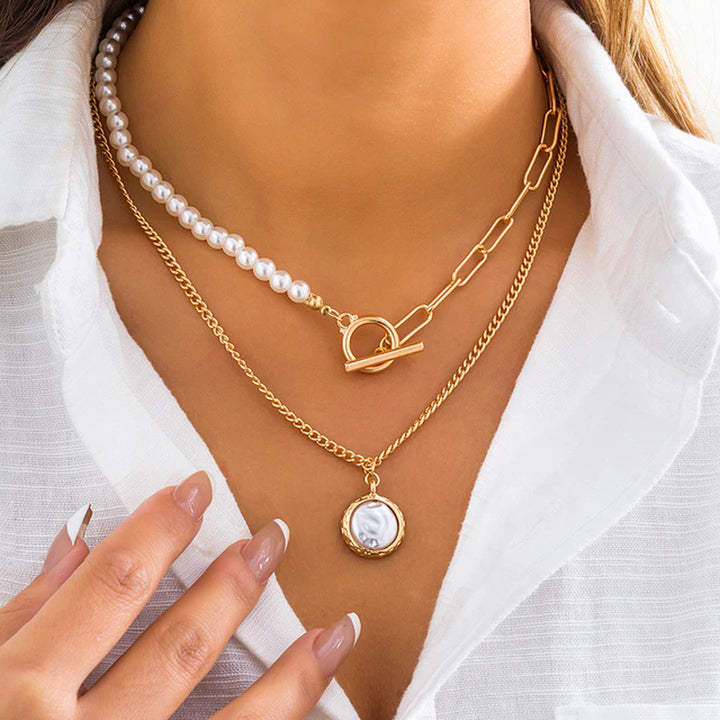 Vintage pearl necklace in a multi-layered design