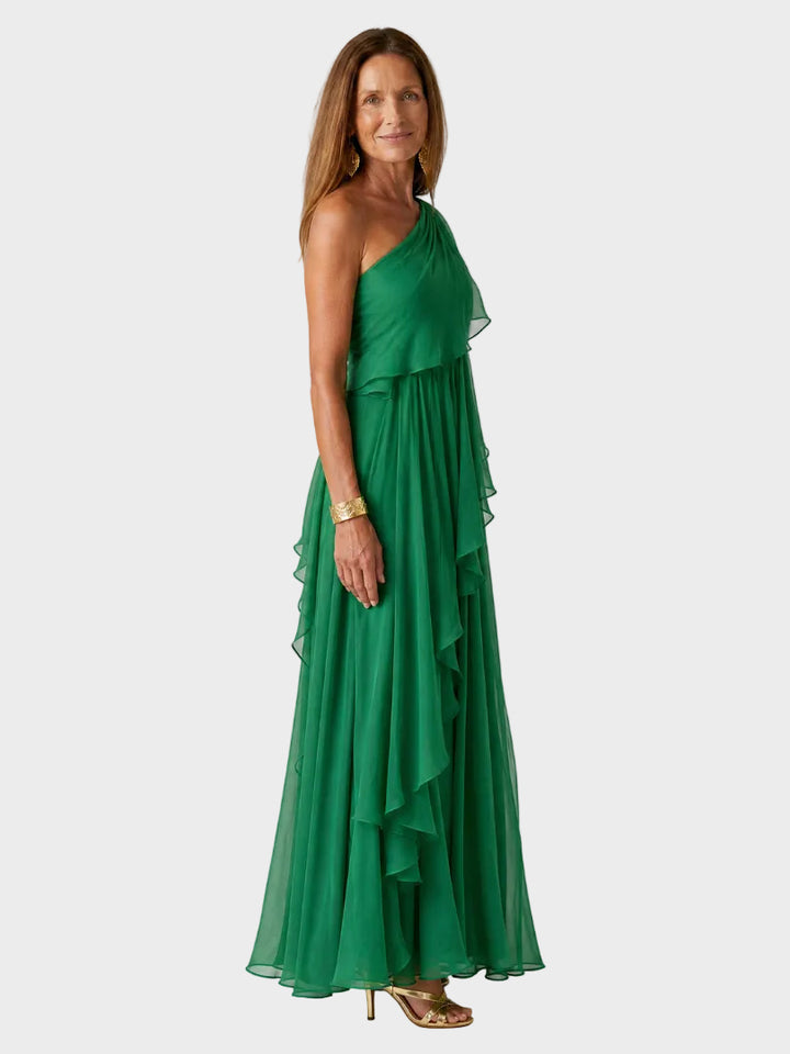 Waist - Maxi Dress with Cascading Ruffles