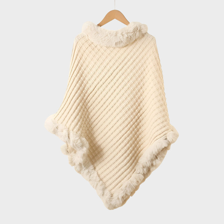 Milena – Elegant Winter Poncho with Fur Trim