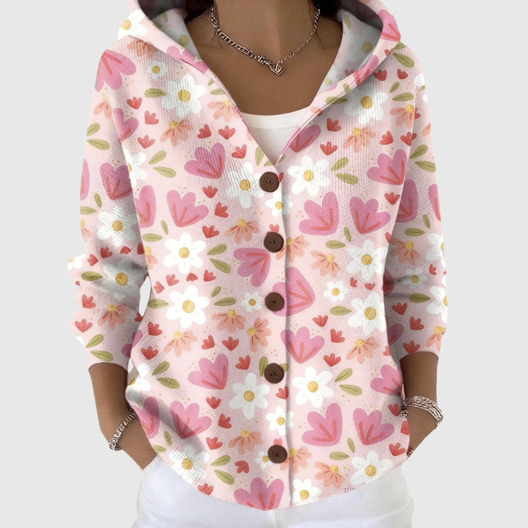 Cardigan sweater with hood