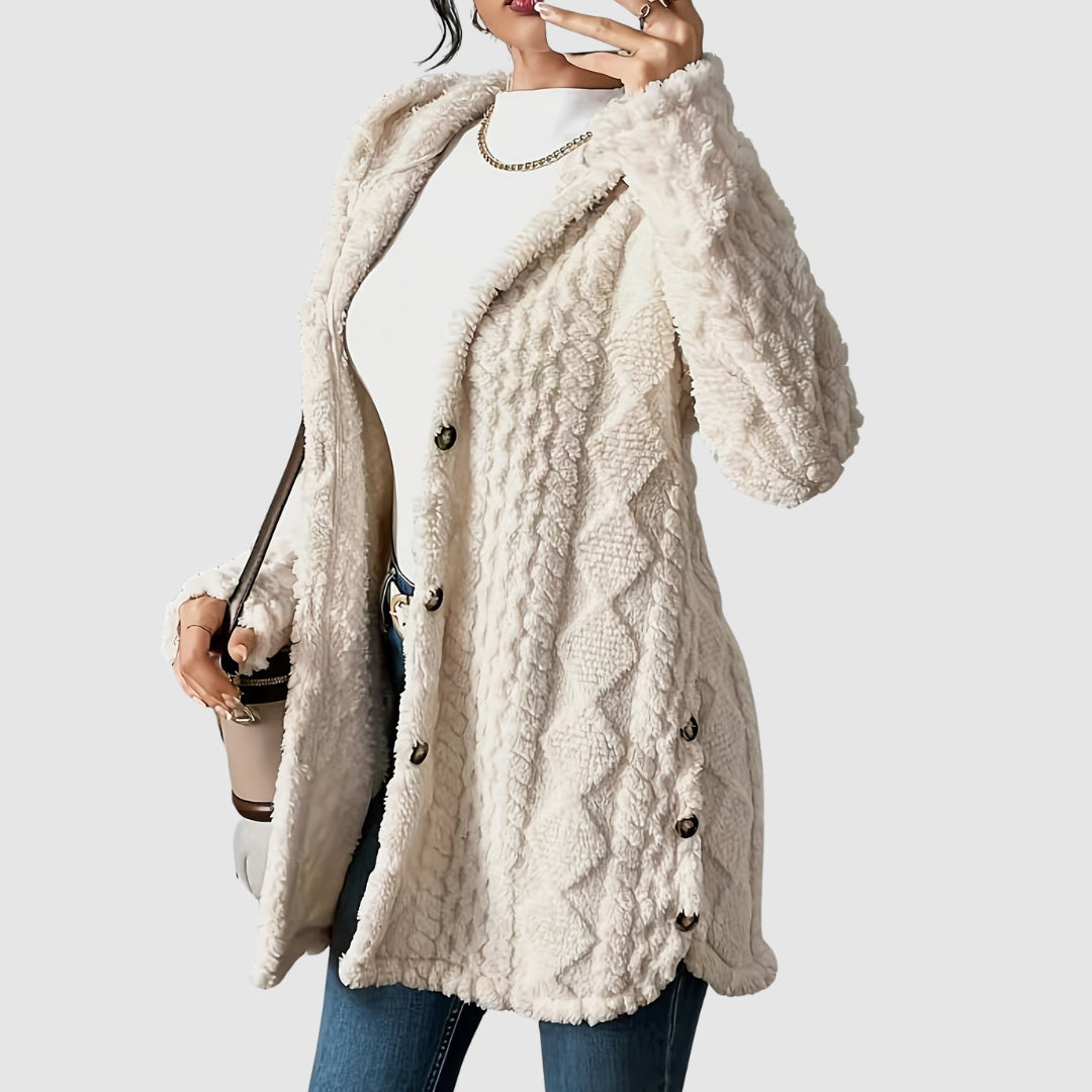 Štěpánka - Plush cardigan with a hood
