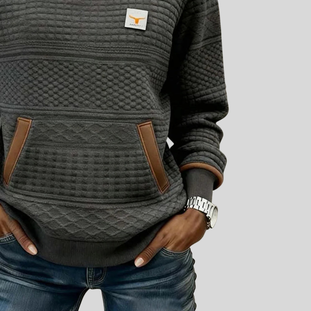 Mies - Structured sweatshirt in block colour with a round neckline