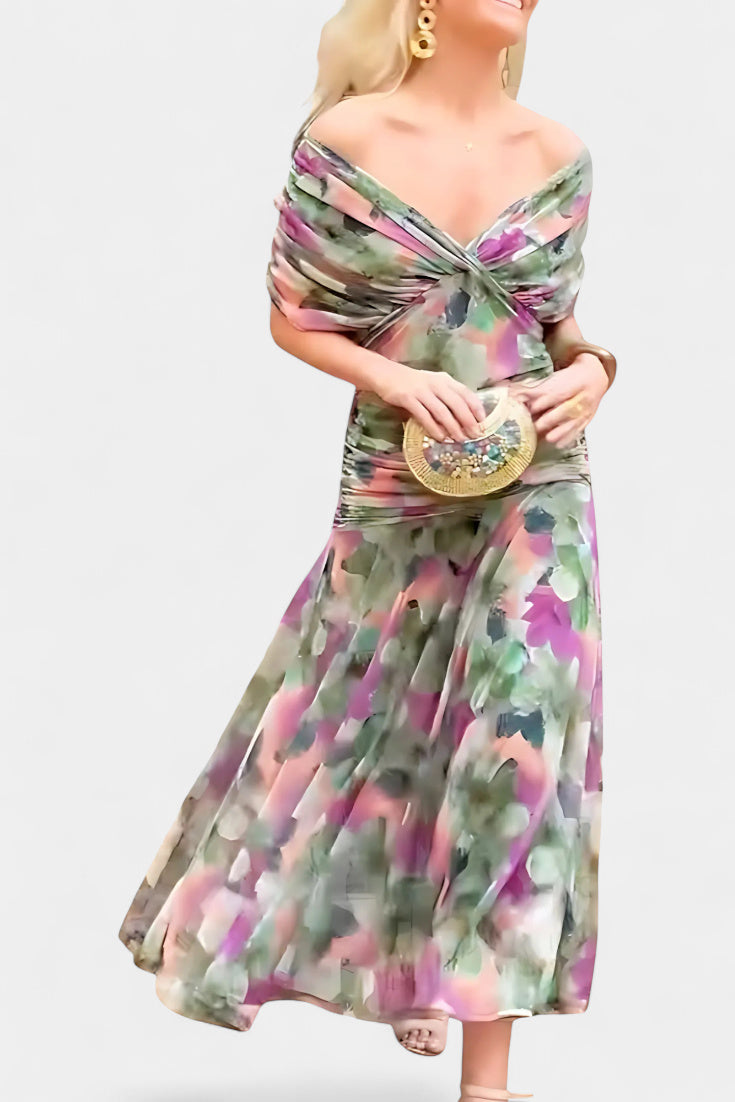 Magda - Long floral dress with a V-neck