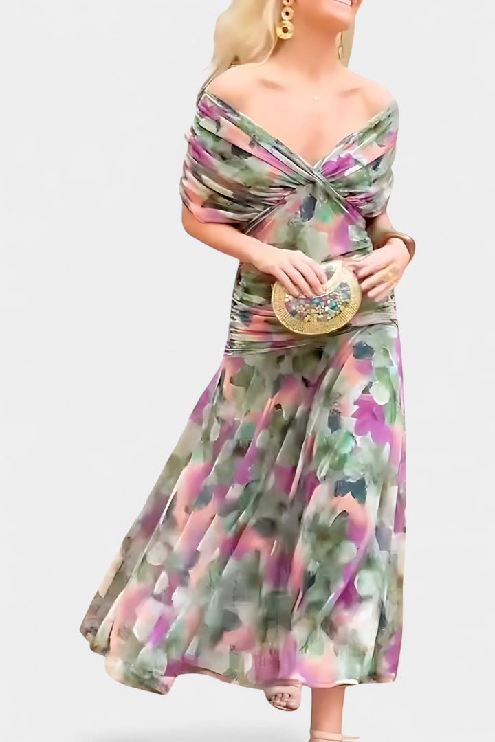 Magda - Long floral dress with a V-neck