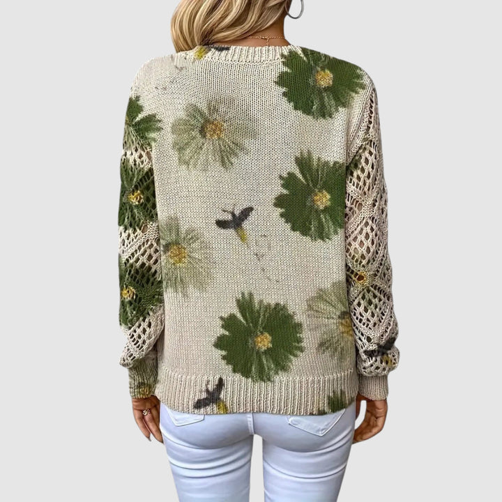 Meda - Elegant sweater with a floral pattern
