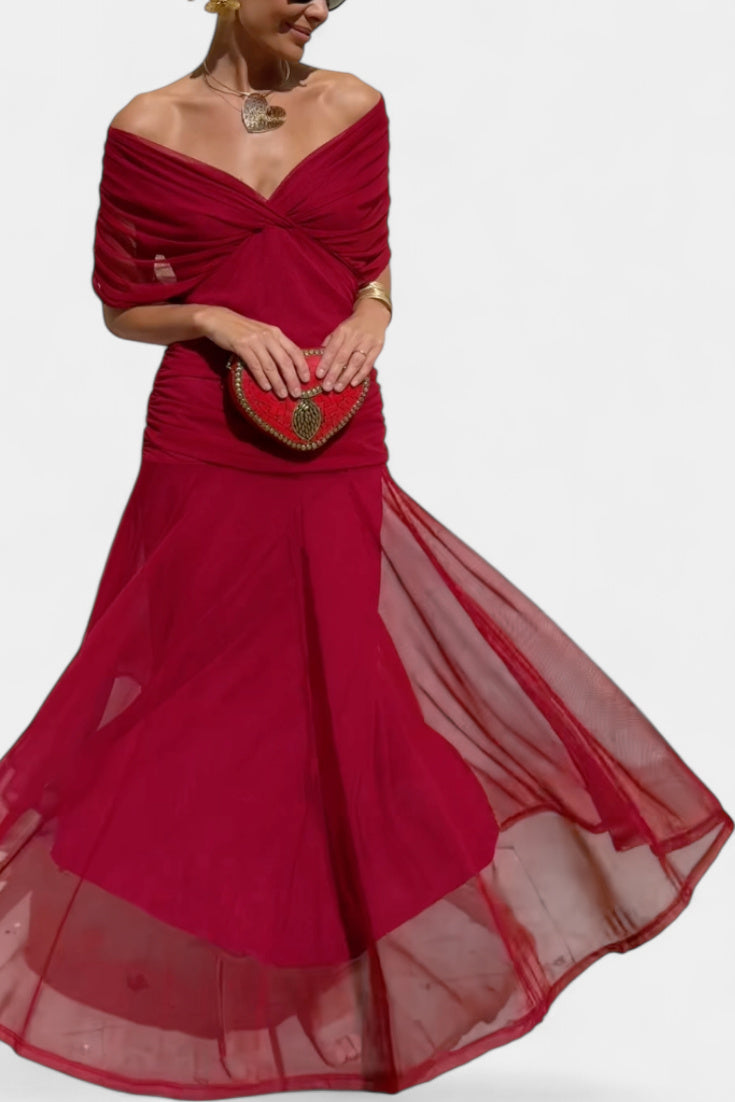 Magda - Long floral dress with a V-neck