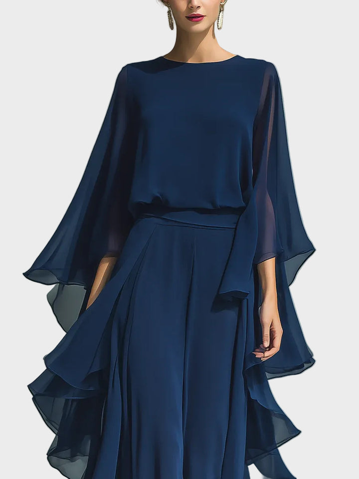 Aurora - Elegant Chiffon Set with Ruffles