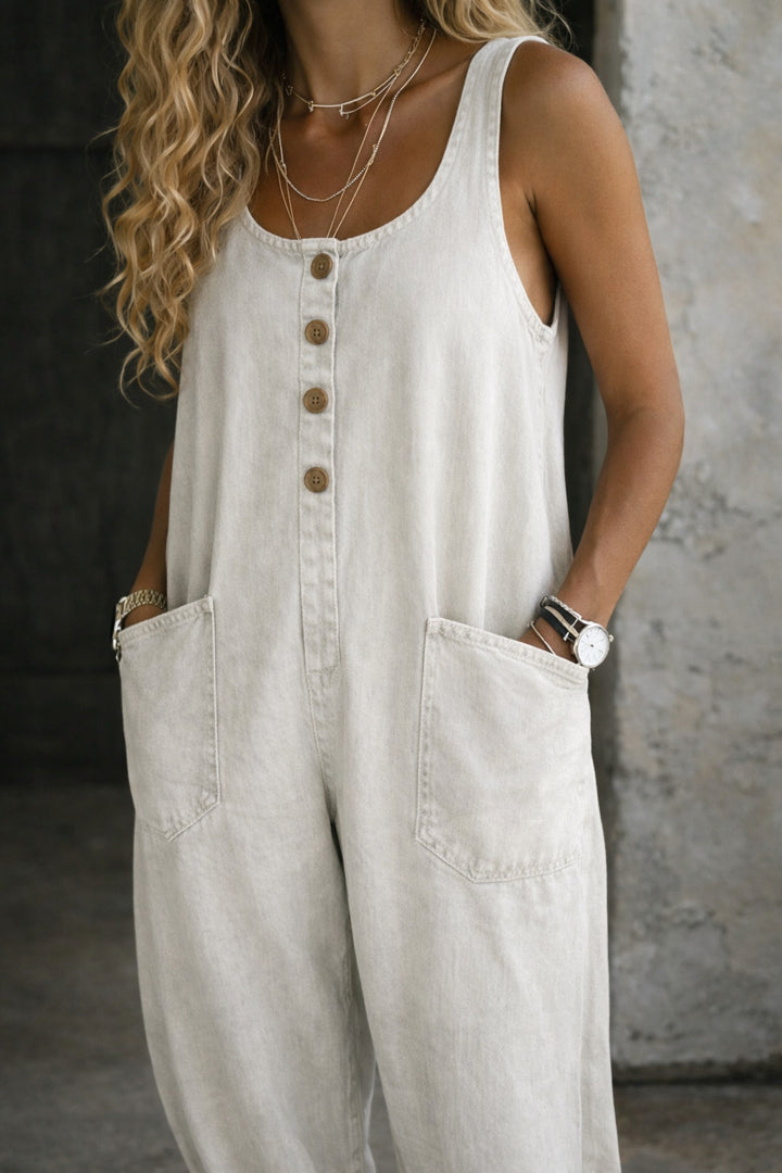 Wioletta - Cotton Yarn Jumpsuit in Vintage Style