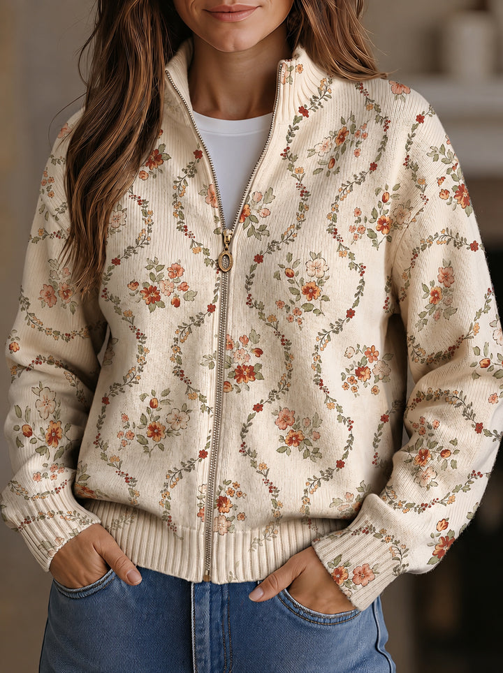 Persephone - Delicate Floral Pattern on a Cream Background
