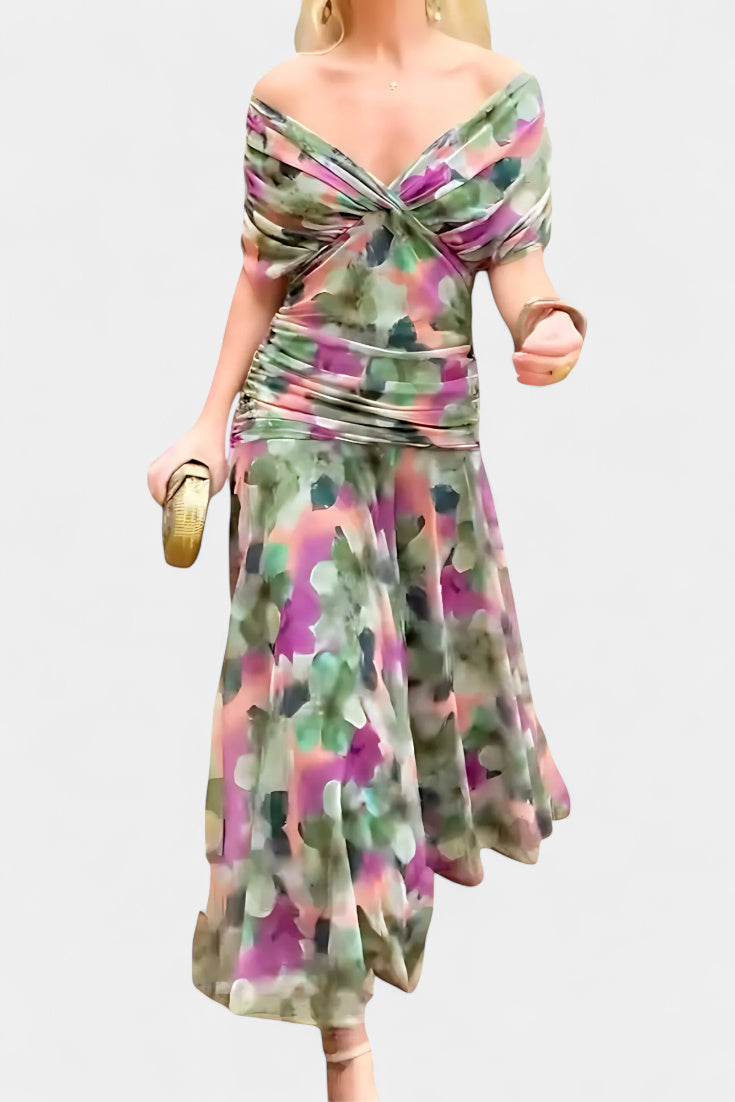 Magda - Long floral dress with a V-neck