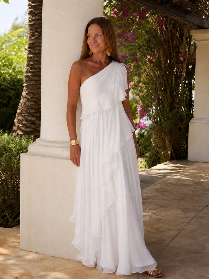 Waist - Maxi Dress with Cascading Ruffles