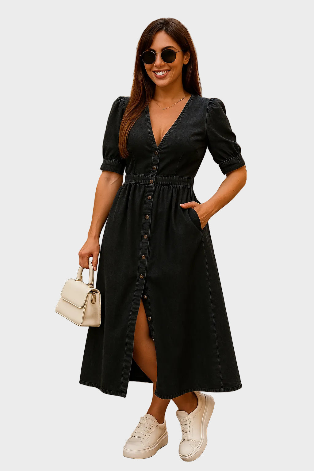Nina – Shiny denim dress
