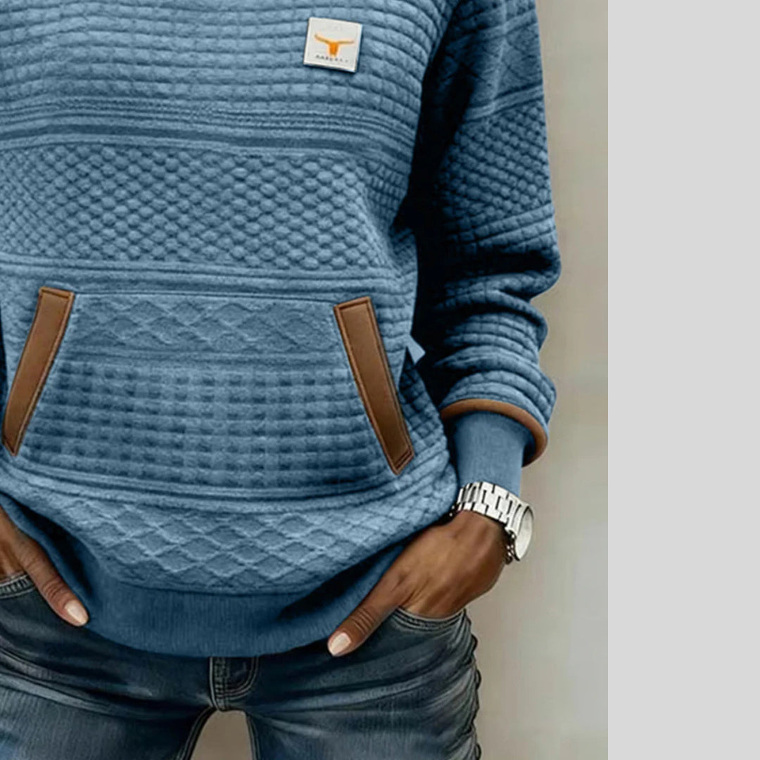 Mies - Structured sweatshirt in block colour with a round neckline