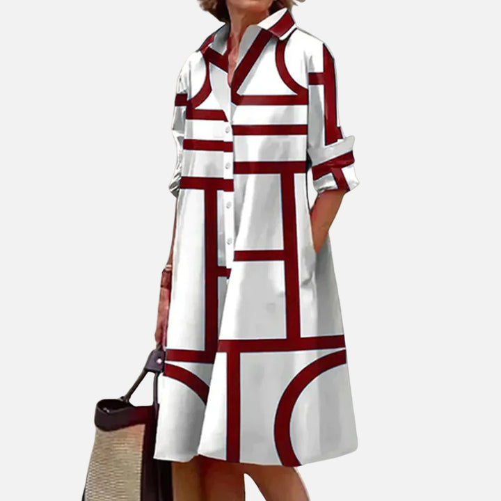 Midi dress with a geometric pattern