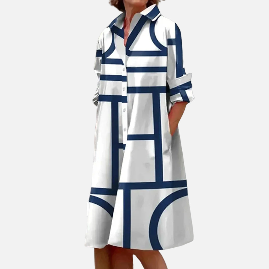 Midi dress with a geometric pattern