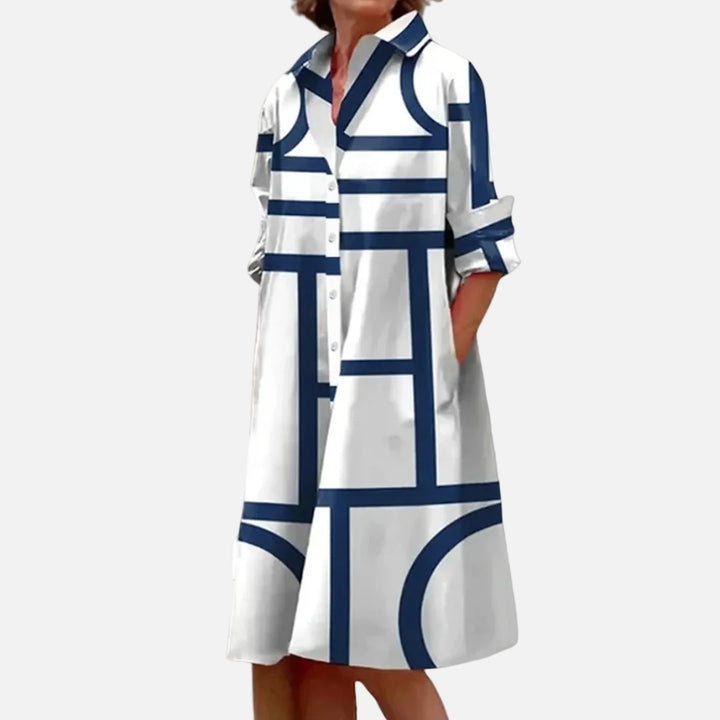 Midi dress with a geometric pattern