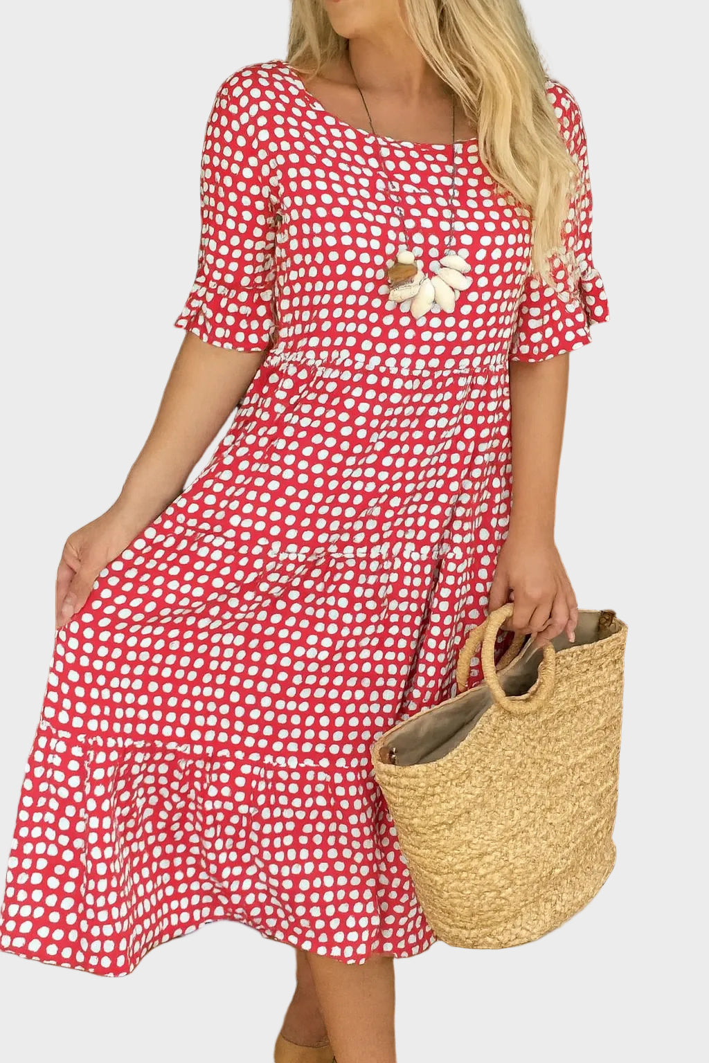Midi dress with short sleeves