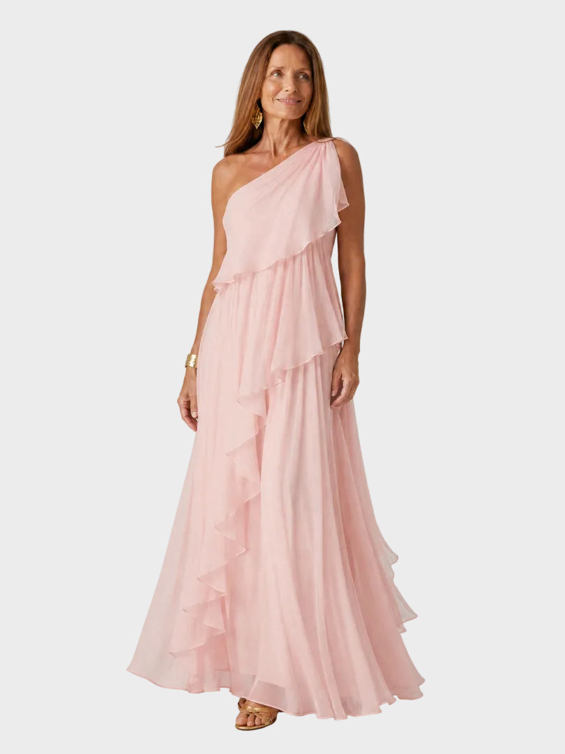 Waist - Maxi Dress with Cascading Ruffles