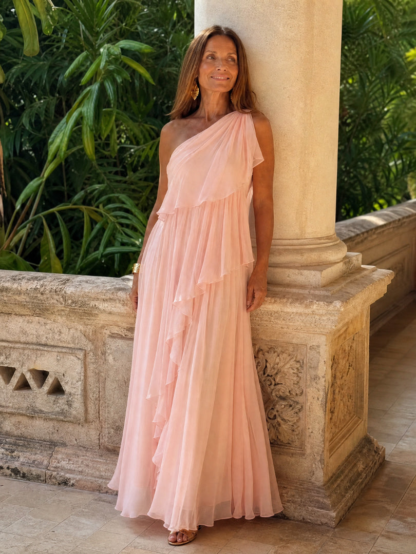Waist - Maxi Dress with Cascading Ruffles