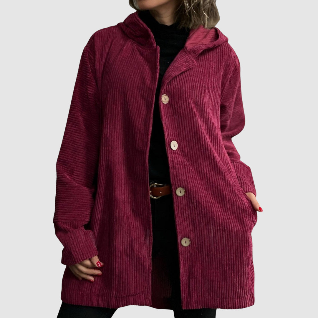 Stella - Comfortable velvet jacket with a hood