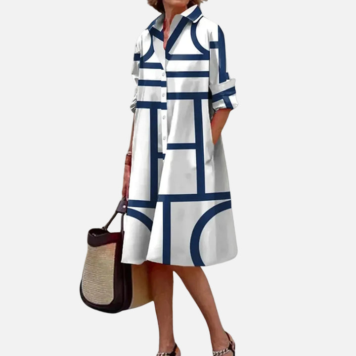 Midi dress with a geometric pattern