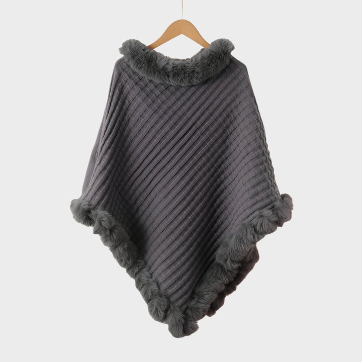 Milena – Elegant Winter Poncho with Fur Trim