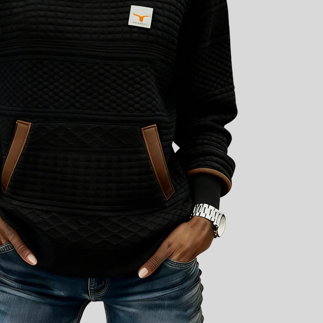 Mies - Structured sweatshirt in block colour with a round neckline