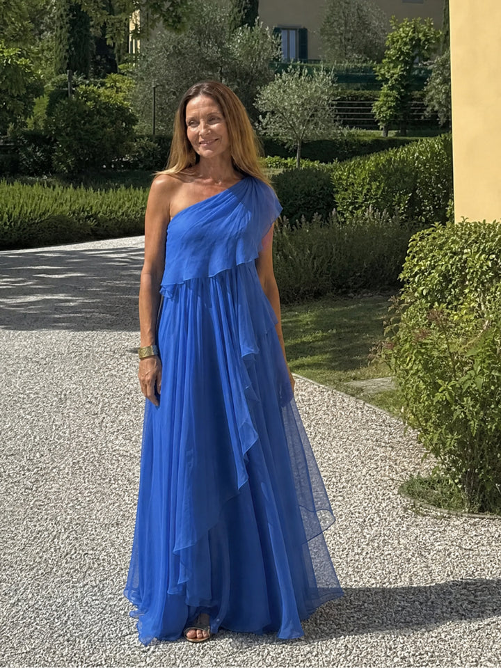Waist - Maxi Dress with Cascading Ruffles
