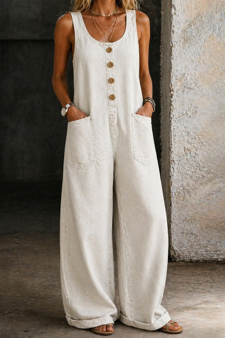 Wioletta - Cotton Yarn Jumpsuit in Vintage Style