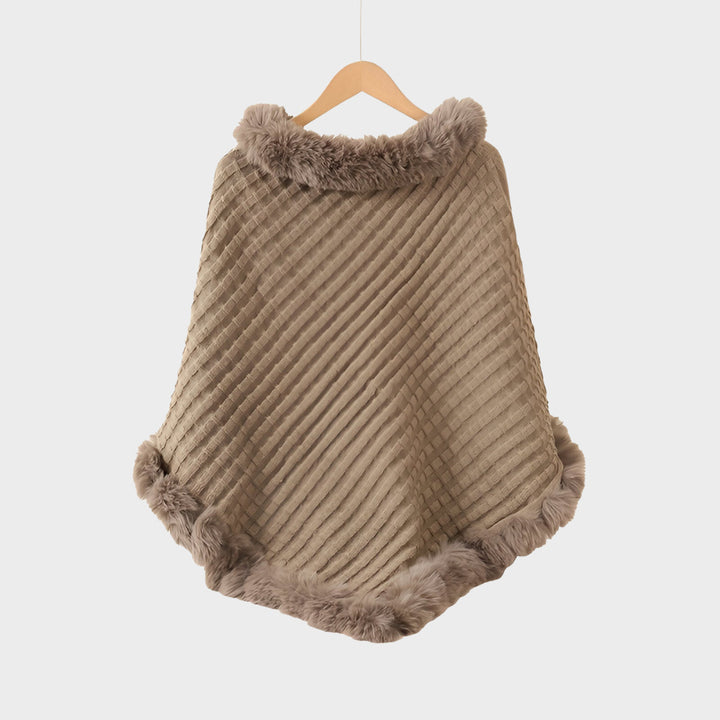 Milena – Elegant Winter Poncho with Fur Trim