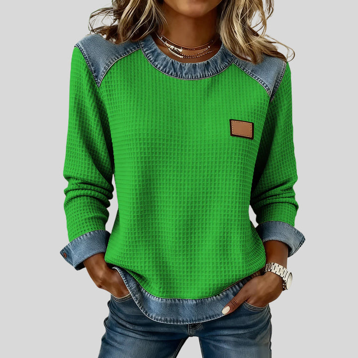 Hetty - Patchwork sweatshirt with waffle texture
